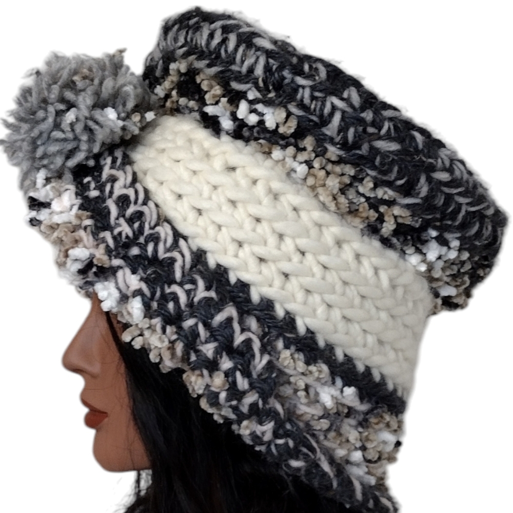 Beret Slouchy top Boho Hat OOAK Handmade Crochet Free Hand Women's One Size - Picture 8 of 8